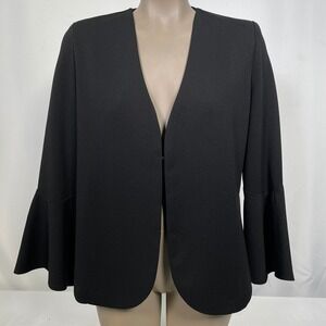 INGREDIENTS Black Bell Sleeve Collarless Open Front Blazer Jacket Women's Size S